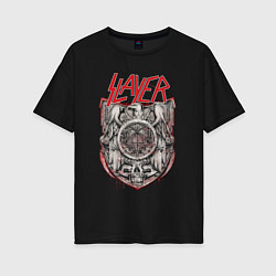Футболка оверсайз женская Slayer rock band, цвет: черный