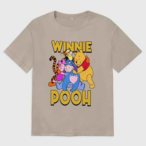Женская футболка оверсайз Winnie Pooh hugs / Миндальный – фото 1