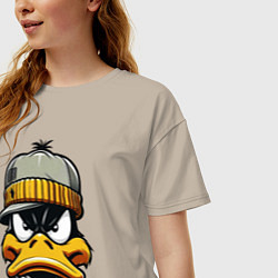 Футболка оверсайз женская Duffy Duck in headphones, цвет: миндальный — фото 2
