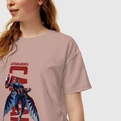 Женская футболка оверсайз Капитан Америка: Новый мир / Пыльно-розовый – фото 3