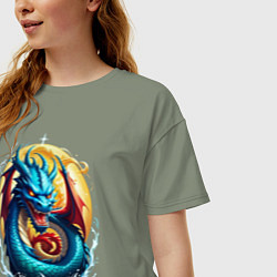Футболка оверсайз женская Водолей в тени дракона, цвет: авокадо — фото 2