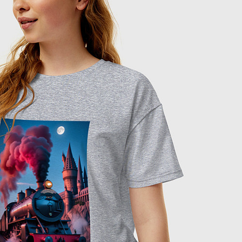 Женская футболка оверсайз Хогвартс-Экспресс / Меланж – фото 3