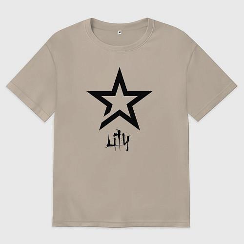 Женская футболка оверсайз Лилия - звезда / Миндальный – фото 1