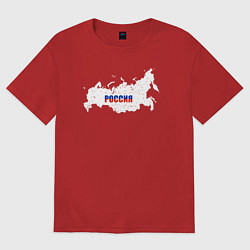 Футболка оверсайз женская Россия карта, цвет: красный