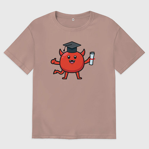 Женская футболка оверсайз Дьяволёнок выпускник / Пыльно-розовый – фото 1