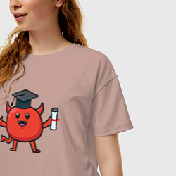 Футболка оверсайз женская Дьяволёнок выпускник, цвет: пыльно-розовый — фото 2