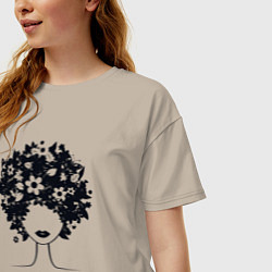 Футболка оверсайз женская Цветочная девушка, цвет: миндальный — фото 2