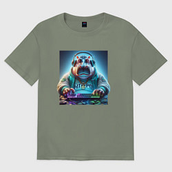 Футболка оверсайз женская Hippo - esports player, цвет: авокадо