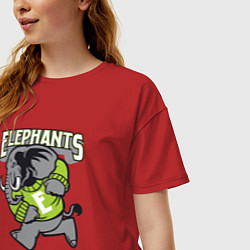 Футболка оверсайз женская Elephants run, цвет: красный — фото 2