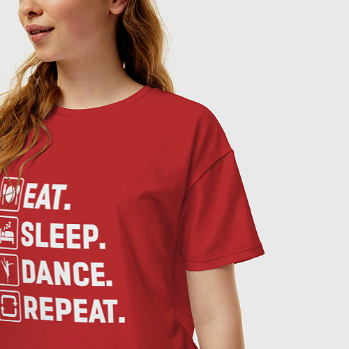 Женская футболка оверсайз Есть спать танцевать повторять / Красный – фото 3
