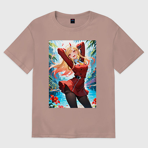 Женская футболка оверсайз Марин Китагава косплей 002 Darling in the Franxx / Пыльно-розовый – фото 1