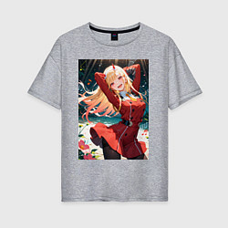 Футболка оверсайз женская Марин Китагава косплей 002 Darling in the Franxx, цвет: меланж