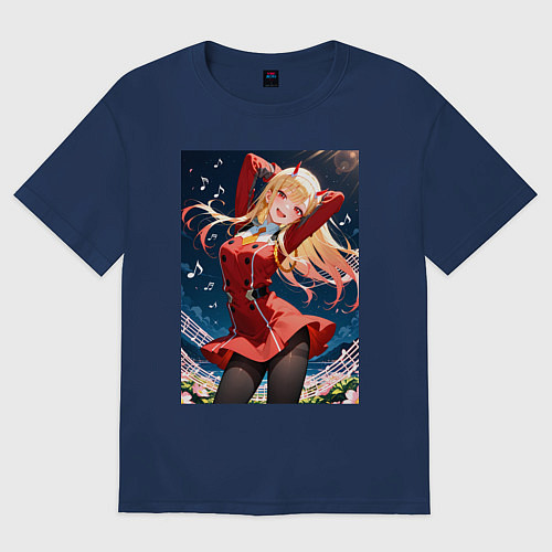 Женская футболка оверсайз Марин Китагава косплей 002 Darling in the Franxx / Тёмно-синий – фото 1