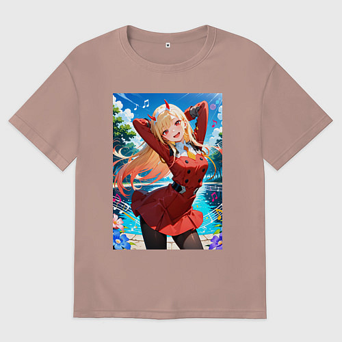 Женская футболка оверсайз Марин Китагава косплей 002 Darling in the Franxx / Пыльно-розовый – фото 1