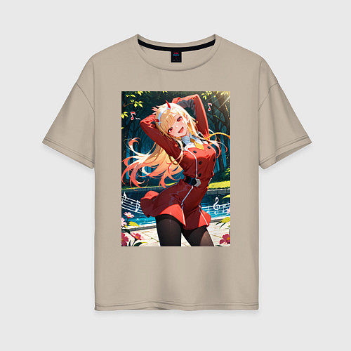 Женская футболка оверсайз Марин Китагава косплей 002 Darling in the Franxx / Миндальный – фото 1