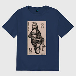 Футболка оверсайз женская Мона Лиза у стоматолога, цвет: тёмно-синий