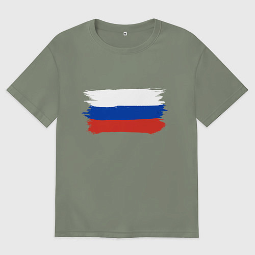 Женская футболка оверсайз Флаг россии нарисованный / Авокадо – фото 1