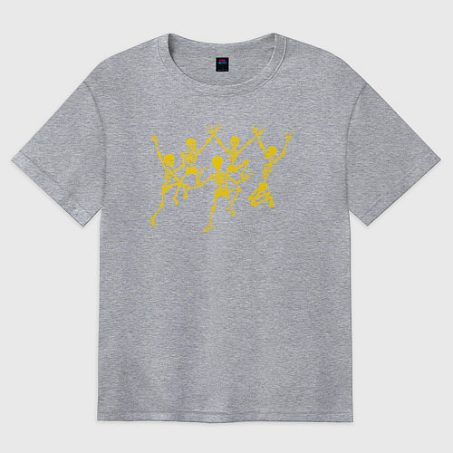 Женская футболка оверсайз Танцы скелетов / Меланж – фото 1