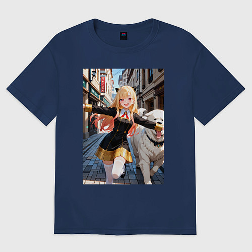 Женская футболка оверсайз Марин Китагава косплей Ани Форджер / Тёмно-синий – фото 1