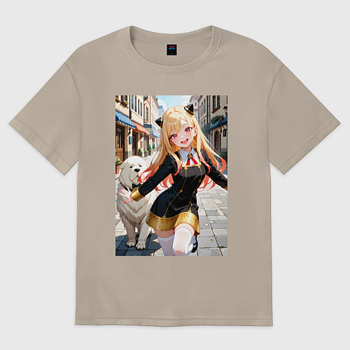 Женская футболка оверсайз Марин Китагава косплей Ани Форджер / Миндальный – фото 1