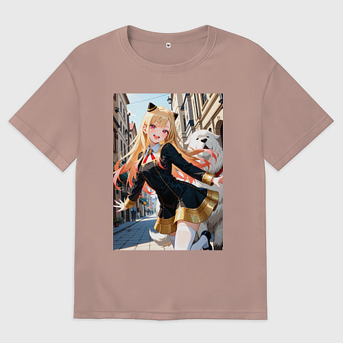 Женская футболка оверсайз Марин Китагава косплей Ани Форджер / Пыльно-розовый – фото 1