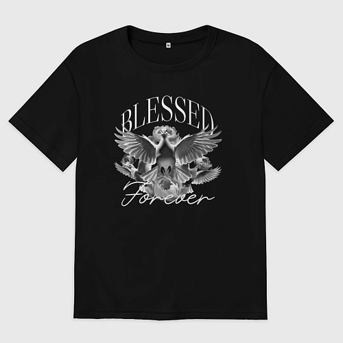 Женская футболка оверсайз Blessed forever / Черный – фото 1