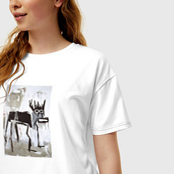 Футболка оверсайз женская Абстрактная картина Псина сутулая, цвет: белый — фото 2