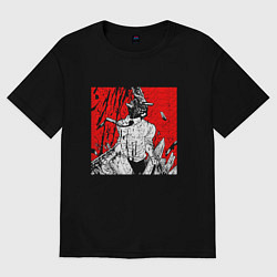 Футболка оверсайз женская Человек-бензопила Денджи демон, цвет: черный