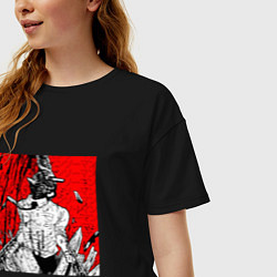 Футболка оверсайз женская Человек-бензопила Денджи демон, цвет: черный — фото 2