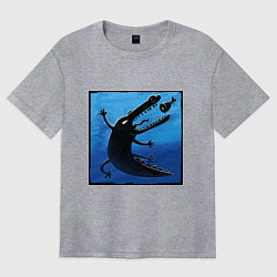 Футболка оверсайз женская Крокодил ловит еду, цвет: меланж
