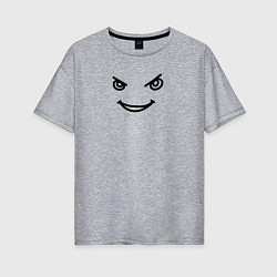 Футболка оверсайз женская Хитрый злобный смайлик, цвет: меланж