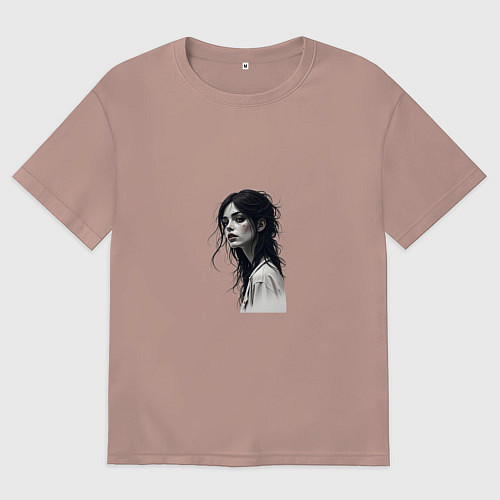 Женская футболка оверсайз Мрачная красота / Пыльно-розовый – фото 1