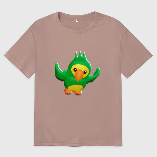 Женская футболка оверсайз Попугай PK XD / Пыльно-розовый – фото 1