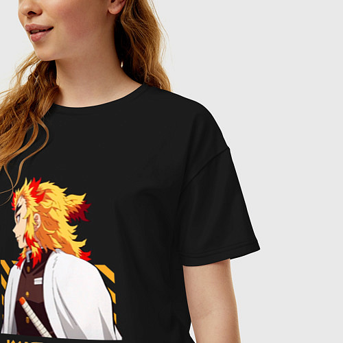 Женская футболка оверсайз Клинок рассекающий демонов Kyoujurou профиль / Черный – фото 3