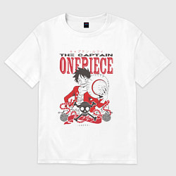 Футболка оверсайз женская Ванпис Луффи череп, цвет: белый