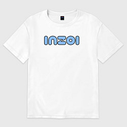 Футболка оверсайз женская Inzoi синий логотип, цвет: белый