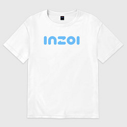 Футболка оверсайз женская Inzoi голубой логотип, цвет: белый