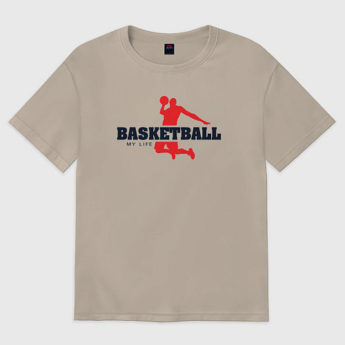 Женская футболка оверсайз Баскетбол моя жизнь / Миндальный – фото 1