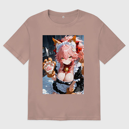 Женская футболка оверсайз Фейт Тамамо в костюме горничной / Пыльно-розовый – фото 1