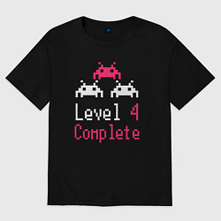 Футболка оверсайз женская Уровень 4 пройден, цвет: черный