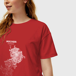 Футболка оверсайз женская Карта Москва белая, цвет: красный — фото 2