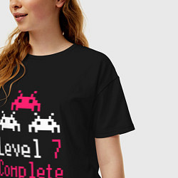 Футболка оверсайз женская Уровень 7 пройден, цвет: черный — фото 2
