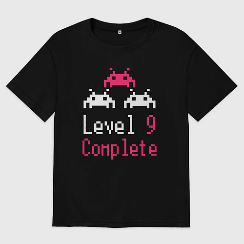 Женская футболка оверсайз Уровень 9 пройден / Черный – фото 1
