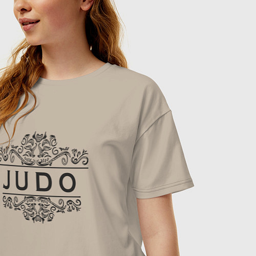 Женская футболка оверсайз Узор дзюдо / Миндальный – фото 3