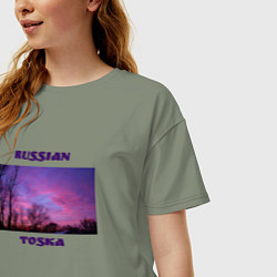 Футболка оверсайз женская Русская тоска, цвет: авокадо — фото 2