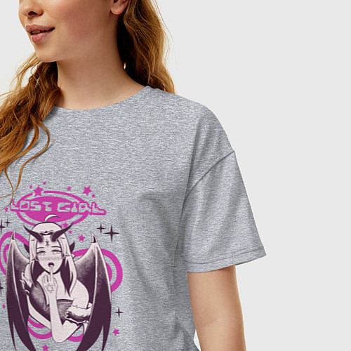 Женская футболка оверсайз Lost Girl,Y2K стиль / Меланж – фото 3
