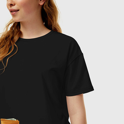 Женская футболка оверсайз Кошелек с деньгами / Черный – фото 3