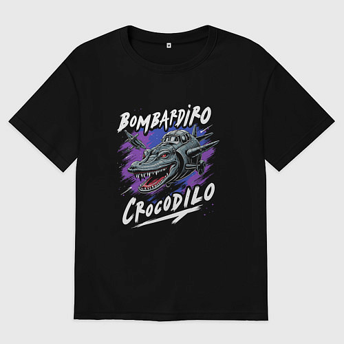 Женская футболка оверсайз Бомбардиро крокодило металл / Черный – фото 1