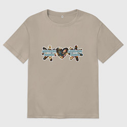 Футболка оверсайз женская Маринка картинка, цвет: миндальный