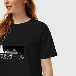 Футболка оверсайз женская Аниме Глаза Канеки Кен Токийский Гуль, цвет: черный — фото 2